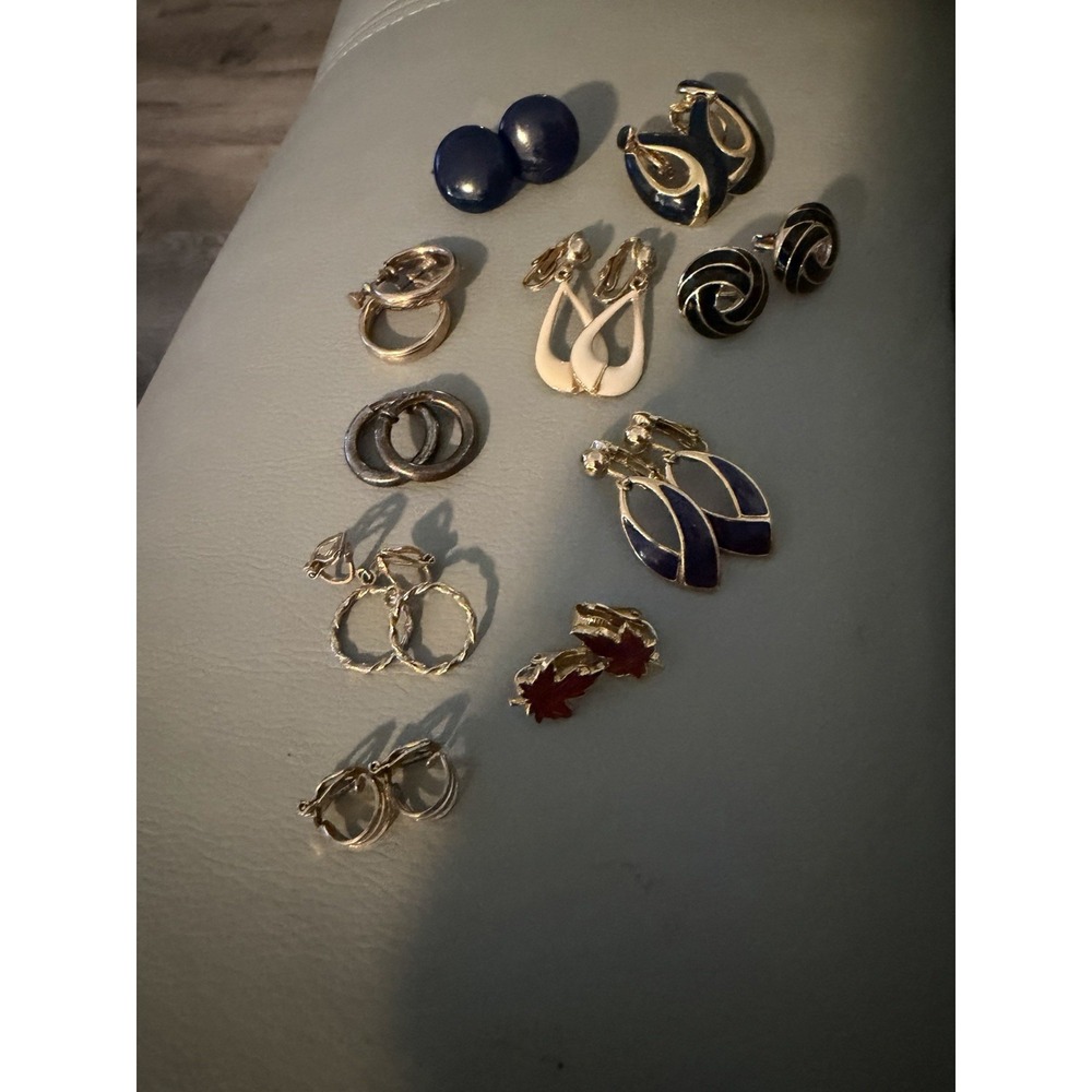 Lot of 10 Vintage Clip On Earrings  Variety Of Colors And Styles